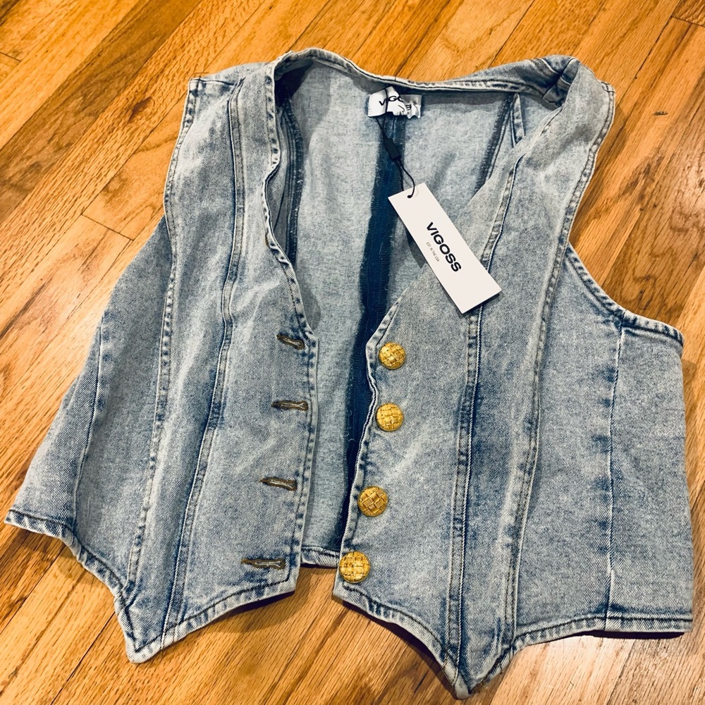 VIGOSS Light Blue Denim Vest - Picture 2 of 7